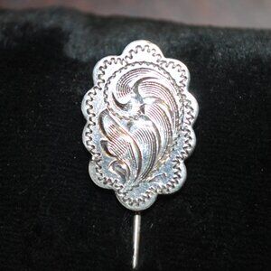 Vintage Sterling Silver Engraved Victorian Revival Stick / Scarf Pin